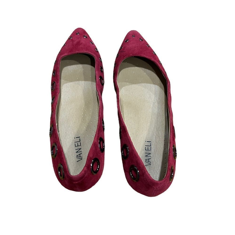 Vaneli Subira Cherry Red Suede Pointed Toe Flats - Picture 7 of 11